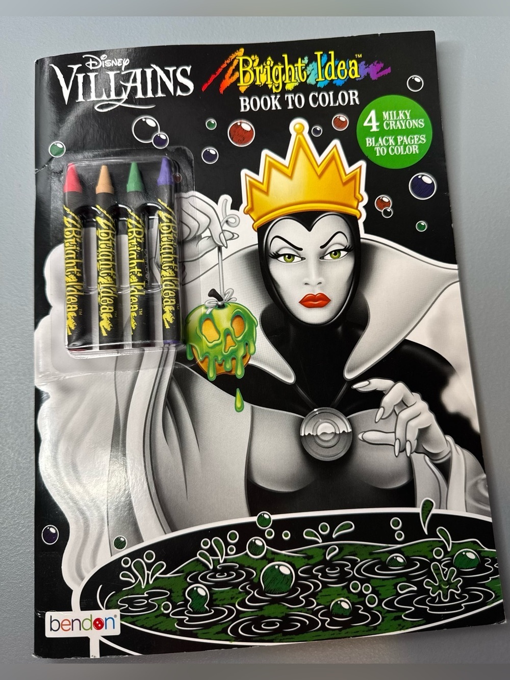 Disney Villains Coloring Book with black pages bonus coloring crayons